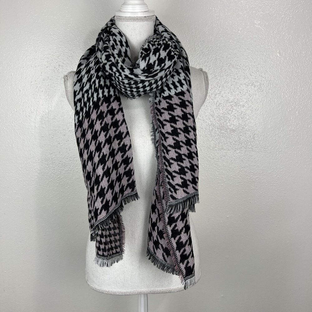Mixit Scarf Women One Size Black White Pink Hound… - image 6